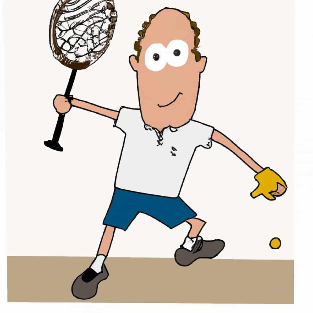 cartoon of a squash player