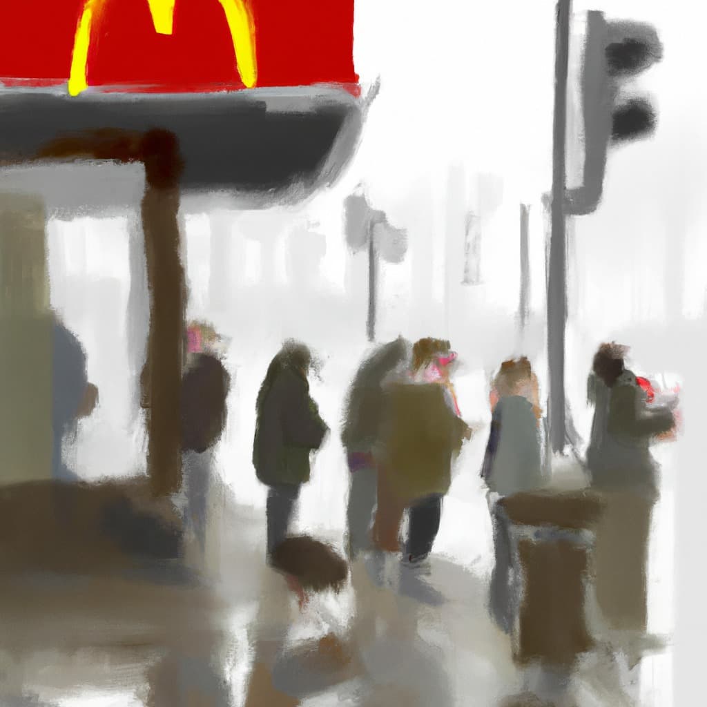 LS Lowry Style Picture Outside McDonalds